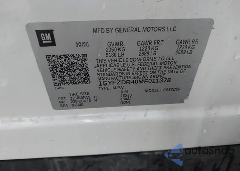 2021 Cadillac Xt4 Awd Premium Luxury z USA, uszkodzony, nr VIN 1GYFZDR40MF011378